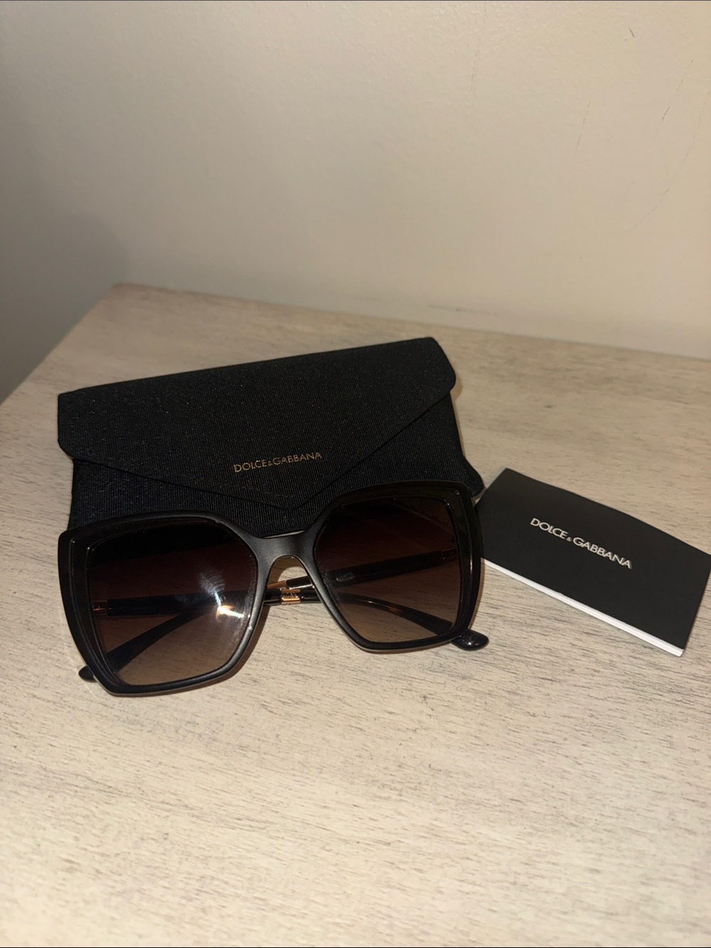 Dolce & Gabbana Black Frame Sunglasses with Brown Gradient Lenses